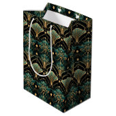 Sac Cadeau Moyen Emerald and Gold Art Deco-inspired (Dos Angle)