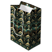 Sac Cadeau Moyen Emerald and Gold Art Deco Themed (Devant Angle)