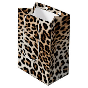 Sac Cadeau Moyen Empreinte de léopard blanc chic