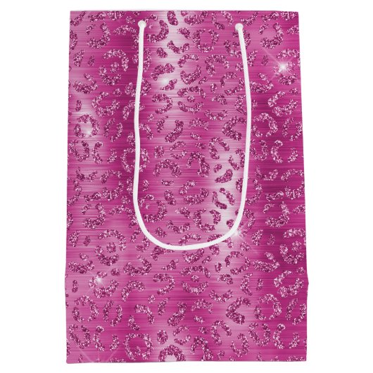 Sac Cadeau Moyen Empreinte de léopard blanc rose (Dos)