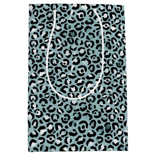 Sac Cadeau Moyen Empreinte de léopard bleu turquoise    (Devant)
