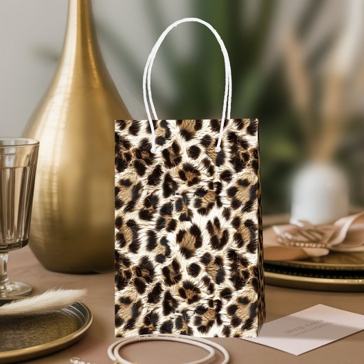 Sac Cadeau Moyen Empreinte de léopard de neige blanche Safari Party