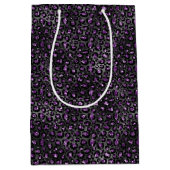 Sac Cadeau Moyen Empreinte de léopard d'étincelle noire violette (Devant)