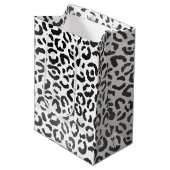 Sac Cadeau Moyen Empreinte de léopard noir et blanc          (Devant Angle)