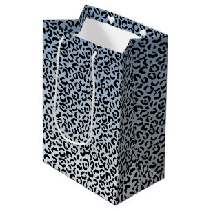 Sac Cadeau Moyen Empreinte de léopard noir Ombre bleu