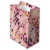 Sac Cadeau Moyen Empreinte de léopard noir rose or (Dos Angle)