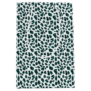 Sac Cadeau Moyen Empreinte de léopard Turquoise moderne