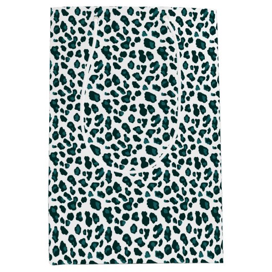 Sac Cadeau Moyen Empreinte de léopard Turquoise moderne (Devant)