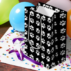 Sac Cadeau Moyen Empreinte de patte de chat Motif noir et blanc Ann