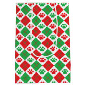 Sac Cadeau Moyen Empreinte de patte Jacquard rouge et vert (Dos)