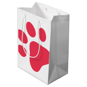 Sac Cadeau Moyen Empreinte de patte Pet Lover Moderne Rouge Blanc B