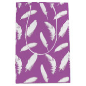 Sac Cadeau Moyen Empreinte de plumes blanches sur améthyste violet (Devant)