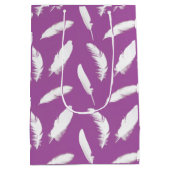 Sac Cadeau Moyen Empreinte de plumes blanches sur améthyste violet (Dos)
