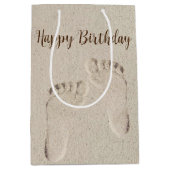 Sac Cadeau Moyen Empreinte Du Sable De Plage (Devant)