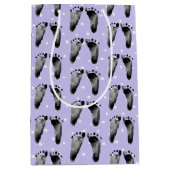 Sac Cadeau Moyen Empreintes Bébé Sur Pois (Devant)