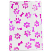Sac Cadeau Moyen Empreintes de pattes d'aquarelle rose (Devant)