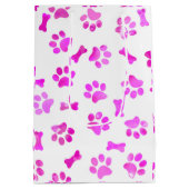 Sac Cadeau Moyen Empreintes de pattes d'aquarelle rose (Dos)