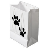 Sac Cadeau Moyen Empreintes de pattes de chiots noirs (Devant Angle)