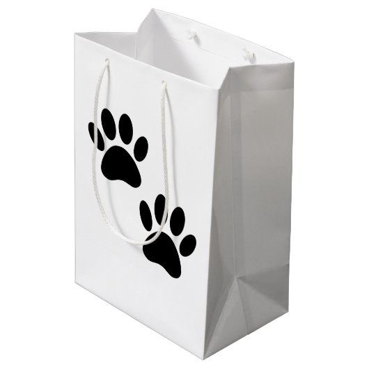 Sac Cadeau Moyen Empreintes de pattes de chiots noirs (Dos Angle)