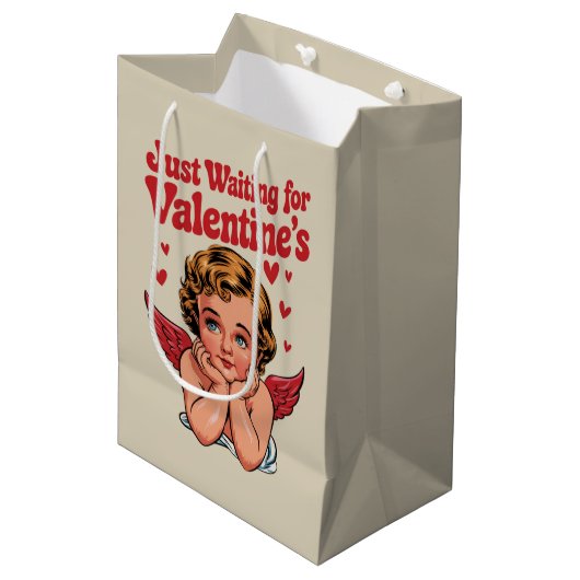 Sac Cadeau Moyen En attendant simplement la Saint-Valentin Bébé Cup (Devant Angle)