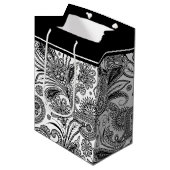 Sac cadeau moyen en noir et blanc (Devant Angle)