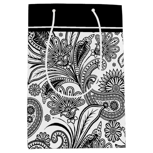 Sac cadeau moyen en noir et blanc (Devant)