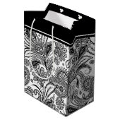 Sac cadeau moyen en noir et blanc (Dos Angle)