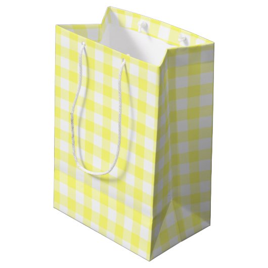 Sac Cadeau Moyen En vichy jaune et blanc (Dos Angle)