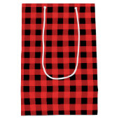 Sac Cadeau Moyen En vichy rouge et noir Joyeux Noël (Dos)