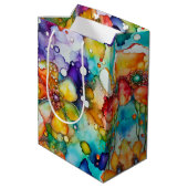 Sac Cadeau Moyen Encre Abstraite Florale (Dos Angle)