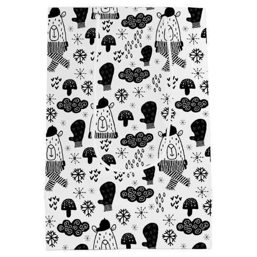 Sac Cadeau Moyen Enfants Mignonne Ours d'hiver Casquette Mitten Nua (Dos)