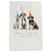 Sac Cadeau Moyen Enfants mignons Aquarelle Chien mou Fête d'anniver (Devant)