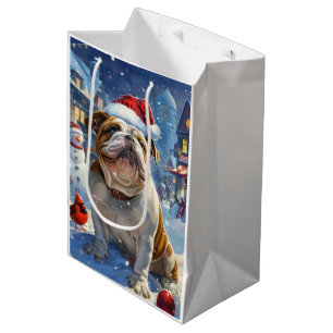 Sac Cadeau Moyen English Bulldog Winter Wonderland Christmas Joie