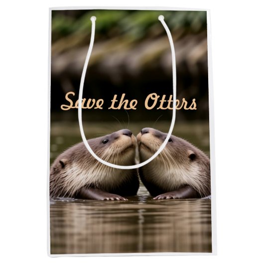 Sac Cadeau Moyen Enregistrer les Otters (Devant)
