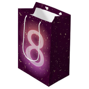 Sac Cadeau Moyen Enseigne au néon pour 8ème anniversaire avec confe