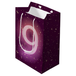 Sac Cadeau Moyen Enseigne au néon pour 9ème anniversaire avec confe