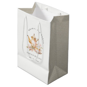 Sac Cadeau Moyen Ensemble de thé floral or rose pour la fête de mar