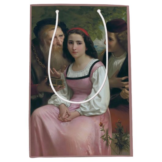 Sac Cadeau Moyen Entre richesse et amour (par Bouguereau) (Devant)