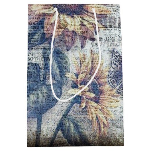 Sac Cadeau Moyen Ephémérologie du papillon de tournesol rustique (Devant)