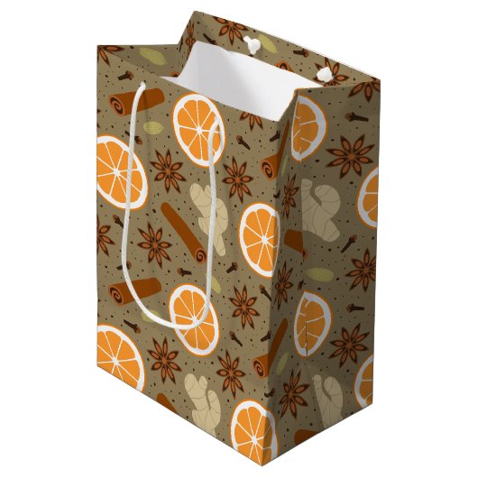 Sac Cadeau Moyen épices de Noël (Devant Angle)