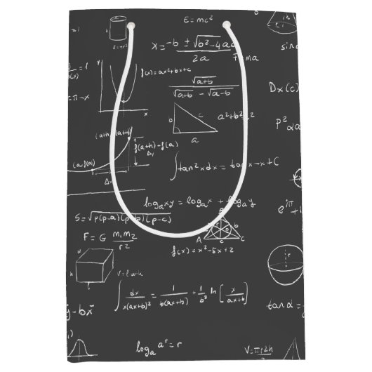 Sac Cadeau Moyen Équations et formules mathématiques en noir et bla (Devant)