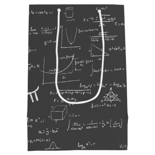 Sac Cadeau Moyen Équations et formules mathématiques en noir et bla (Dos)