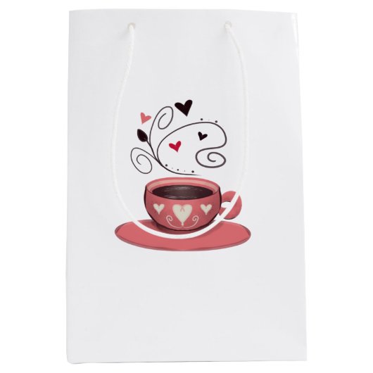 Sac Cadeau Moyen Espresso rose (Devant)
