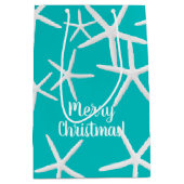 Sac Cadeau Moyen Estarfish blanche Tropical Christmas Turquoise (Devant)