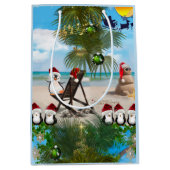 Sac Cadeau Moyen Été Noël bébé sur la plage répéter Design (Devant)