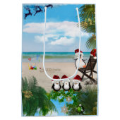 Sac Cadeau Moyen Été Noël bébé sur la plage répéter Design (Dos)