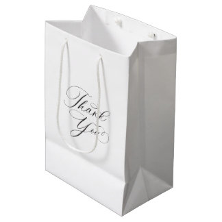 Sac Cadeau Moyen Étiquette de remerciement simple noir et blanc
