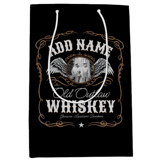 Sac Cadeau Moyen Étiquette de vieux whisky de contrebande Nom de fa (Devant)