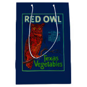 Sac Cadeau Moyen Étiquette végétal de hibou rouge (Devant)