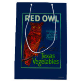 Sac Cadeau Moyen Étiquette végétal de hibou rouge (Dos)